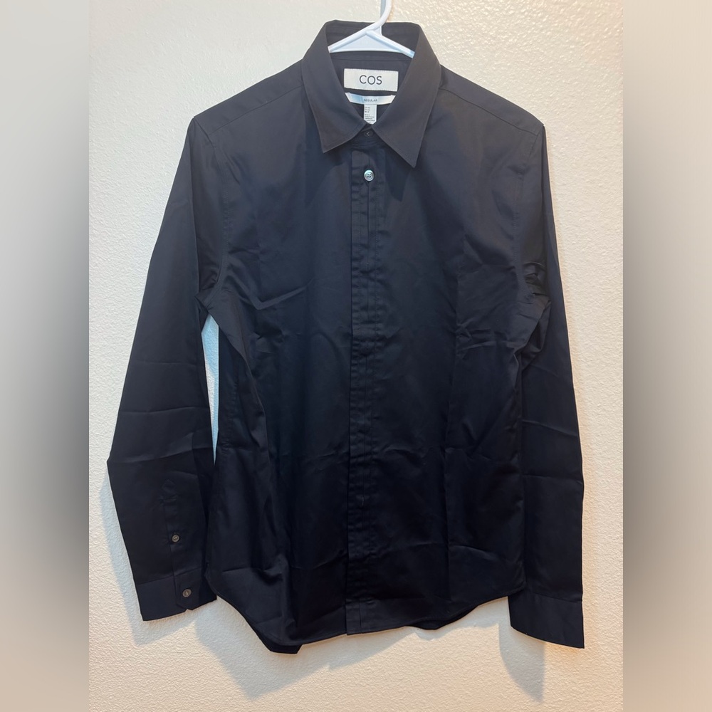 COS‎ NWT Men’s Black Button-Up Cotton Shirt Size 14 1/2.